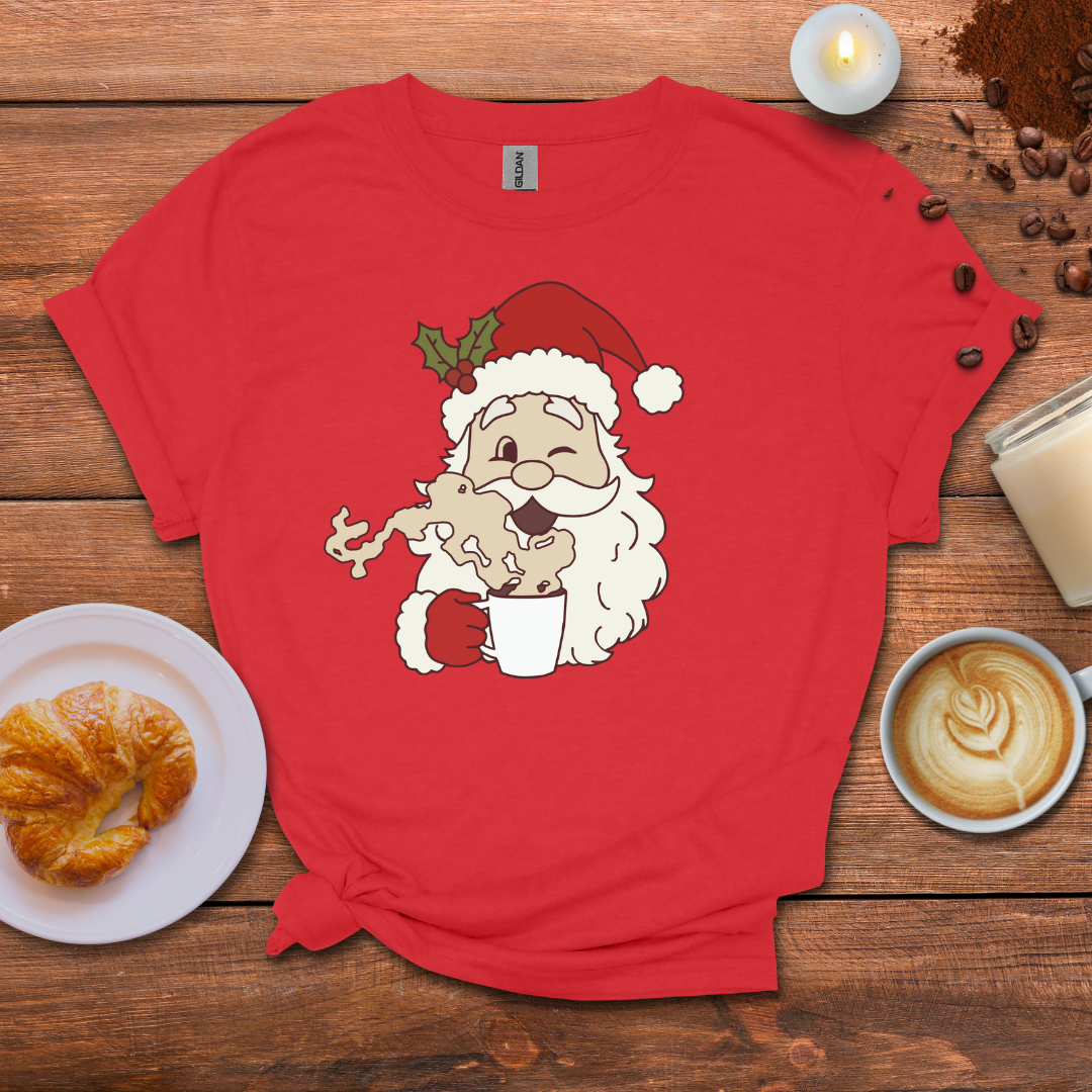 Santa with coffee cups T-shirt