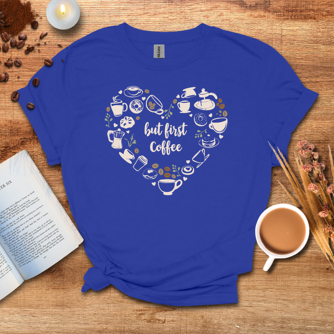 Heart made out of coffee items T-shirt