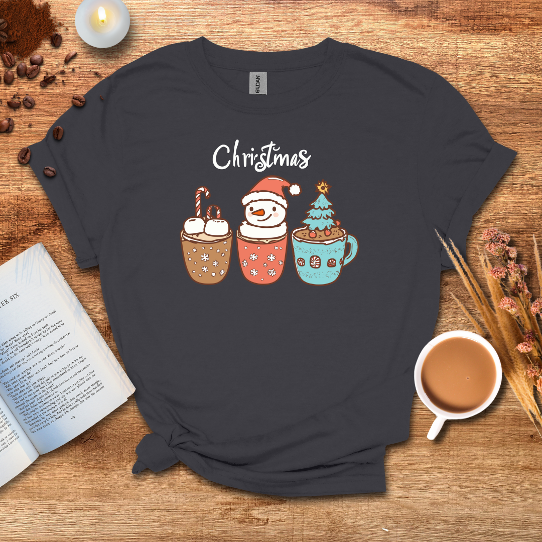 Christmas and 3 coffee cups T-shirt