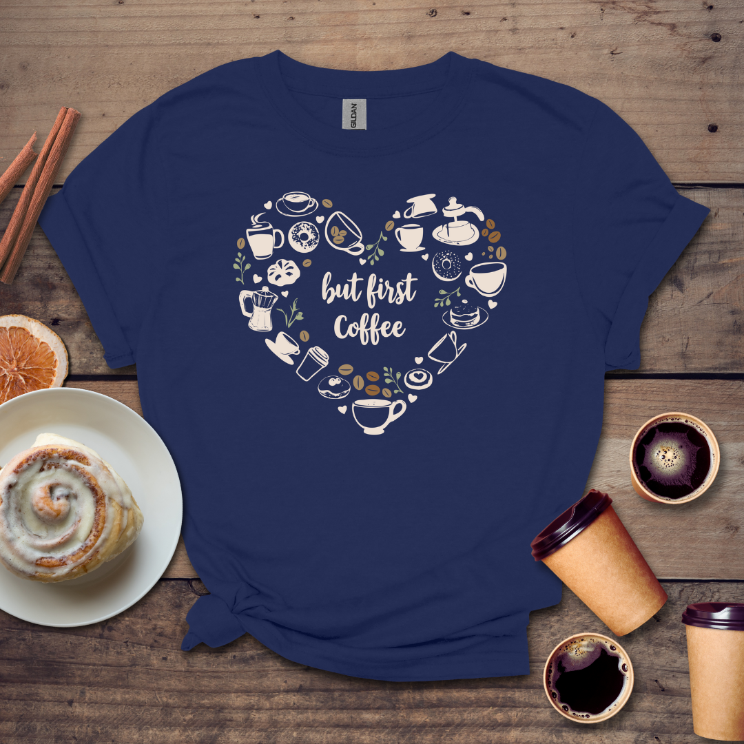 Heart made out of coffee items T-shirt