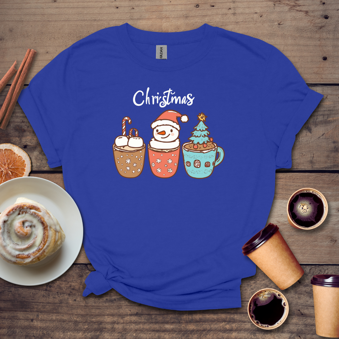 Christmas and 3 coffee cups T-shirt