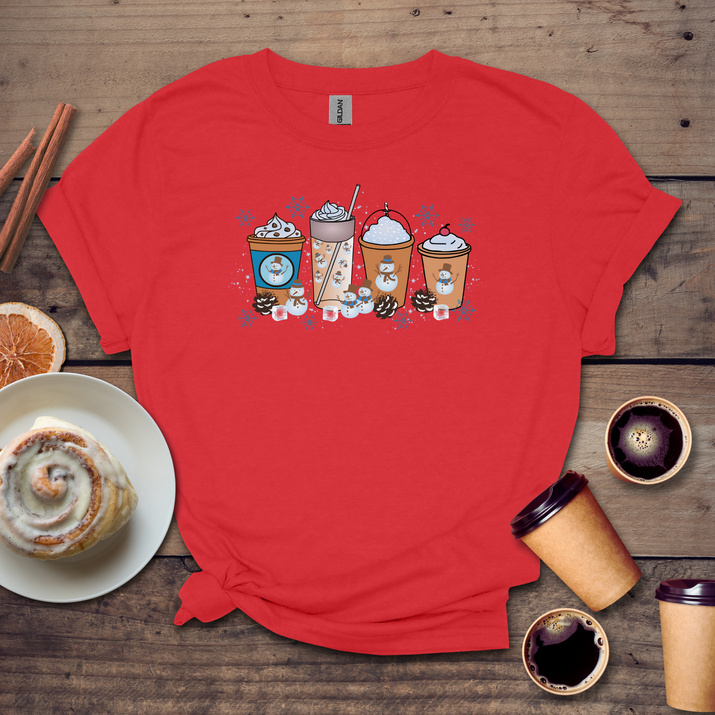 Coffee and snowman T-shirt