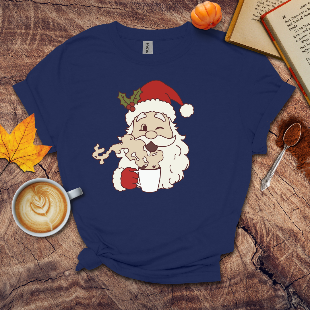 Santa with coffee cups T-shirt