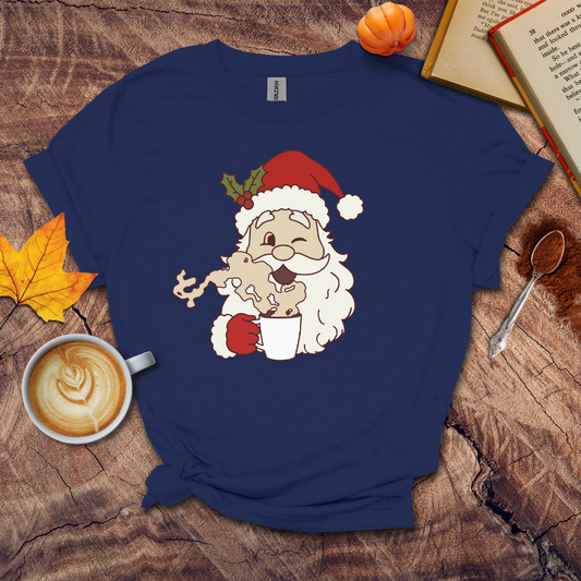 Santa with coffee cups T-shirt