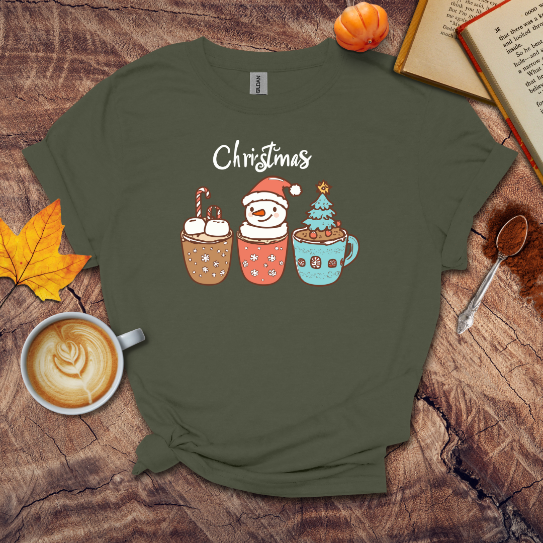 Christmas and 3 coffee cups T-shirt