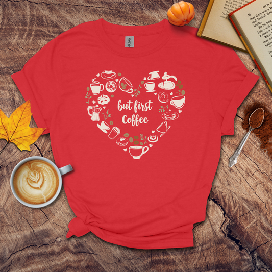 Heart made out of coffee items T-shirt