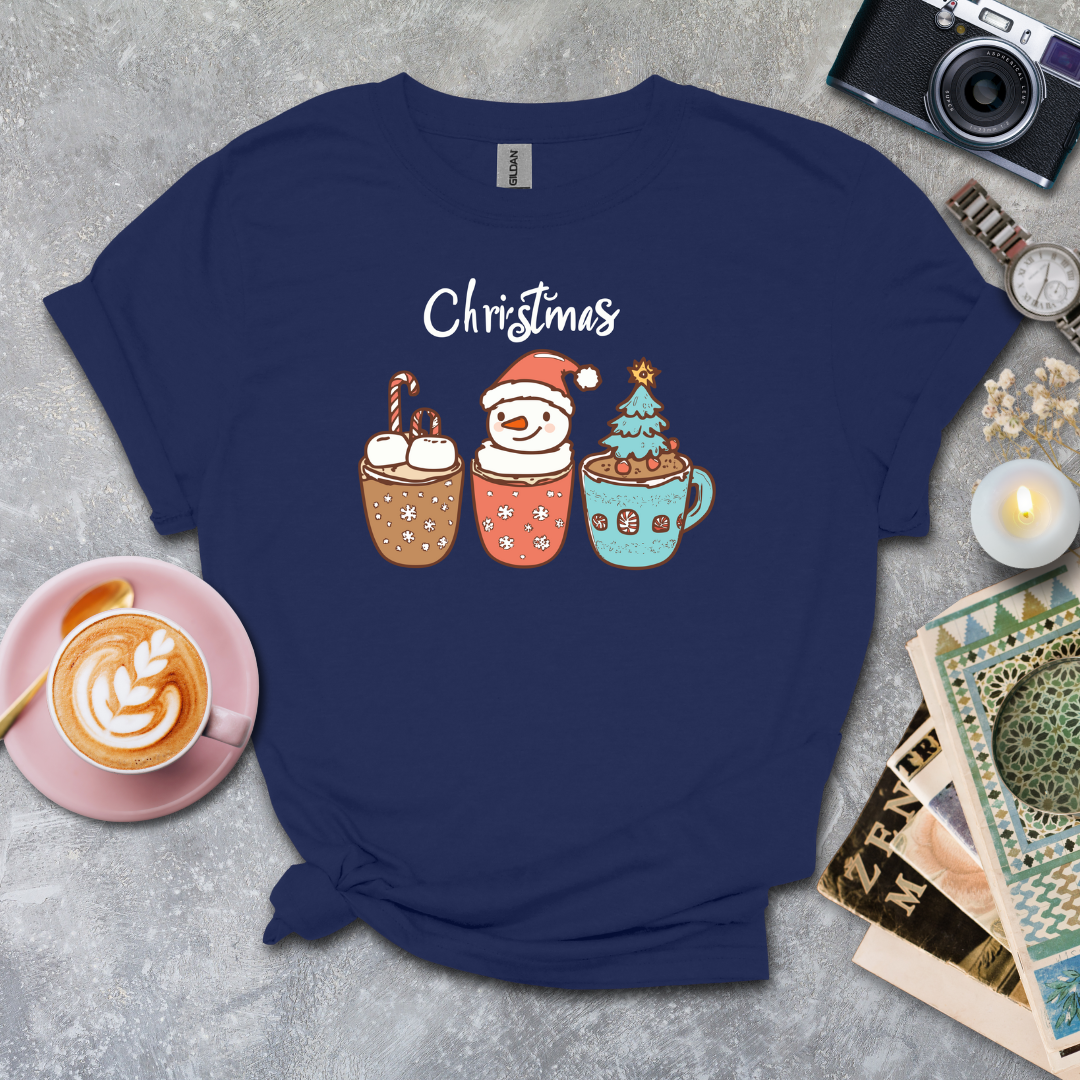 Christmas and 3 coffee cups T-shirt