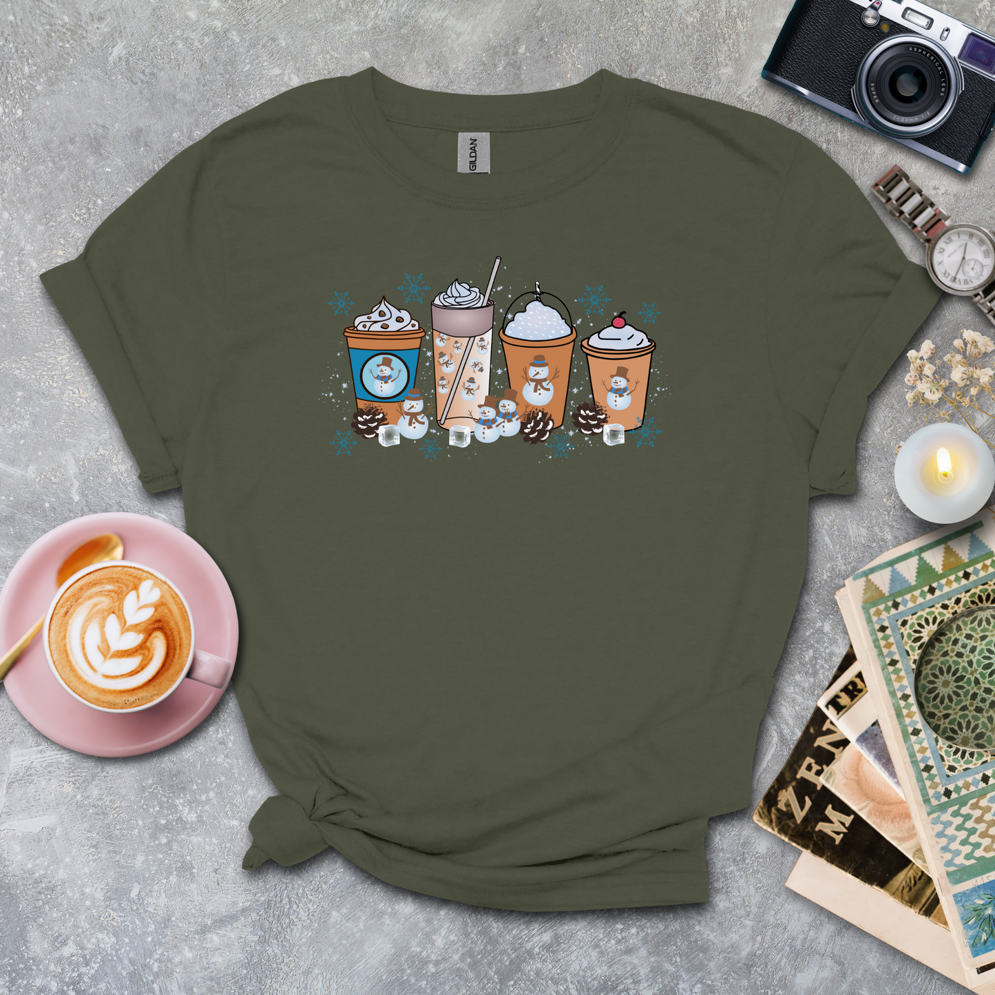 Coffee and snowman T-shirt