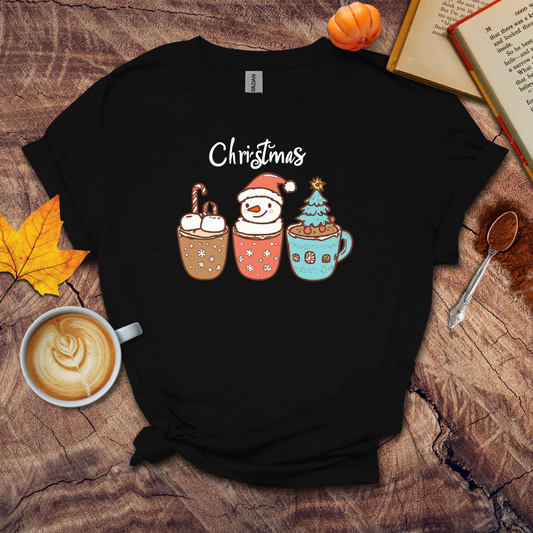 Christmas and 3 coffee cups T-shirt