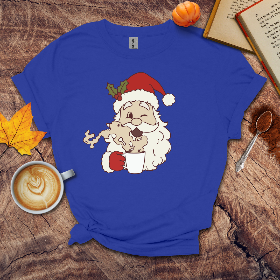 Santa with coffee cups T-shirt