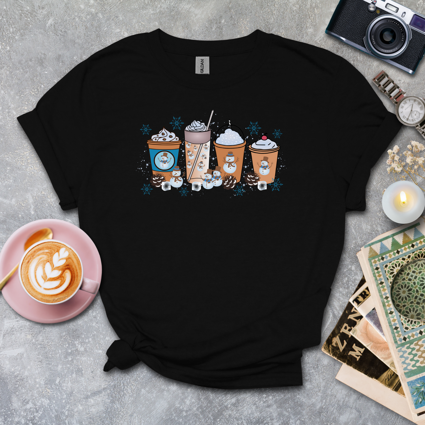 Coffee and snowman T-shirt