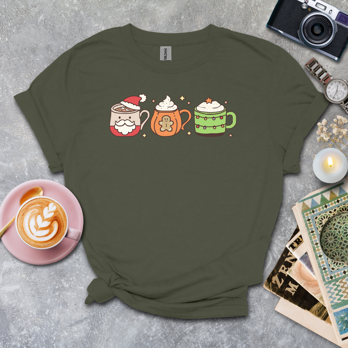 Santa, Gingerbread, Christmas tree T-shirt