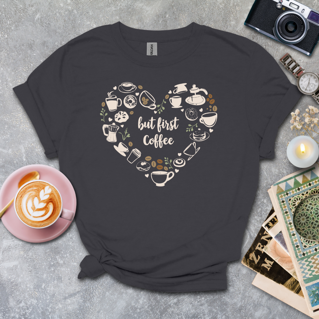 Heart made out of coffee items T-shirt