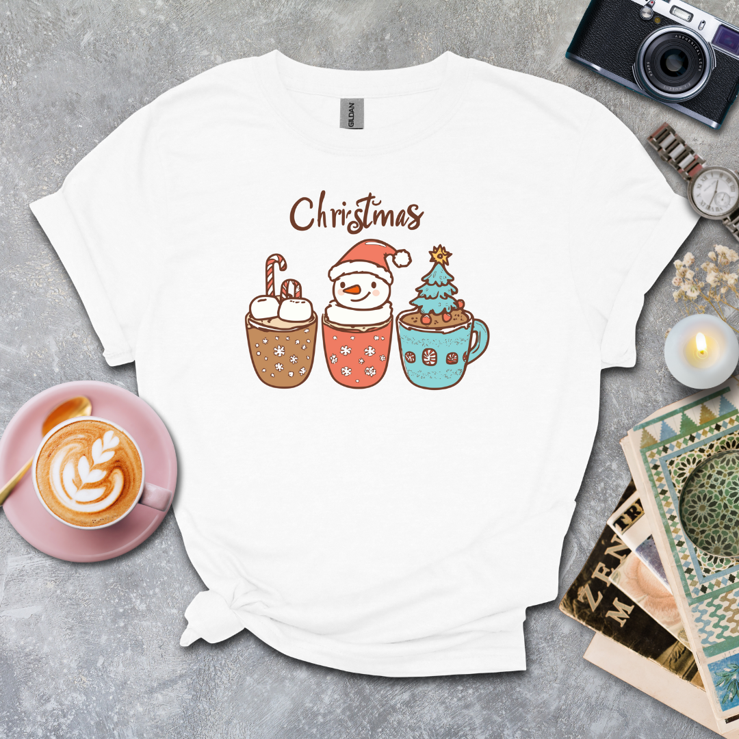 Christmas and 3 coffee cups T-shirt