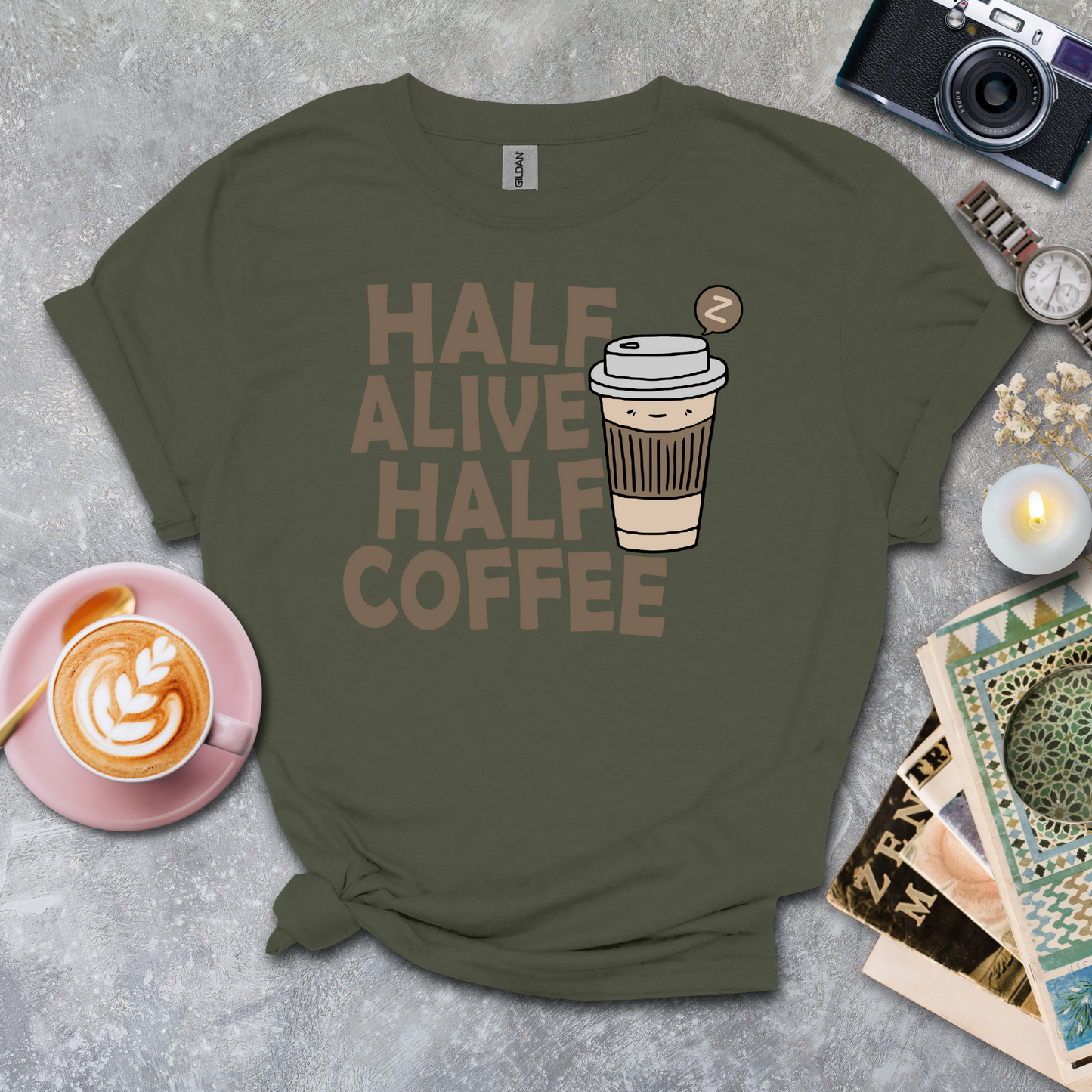 Half alive half coffee T-shirt