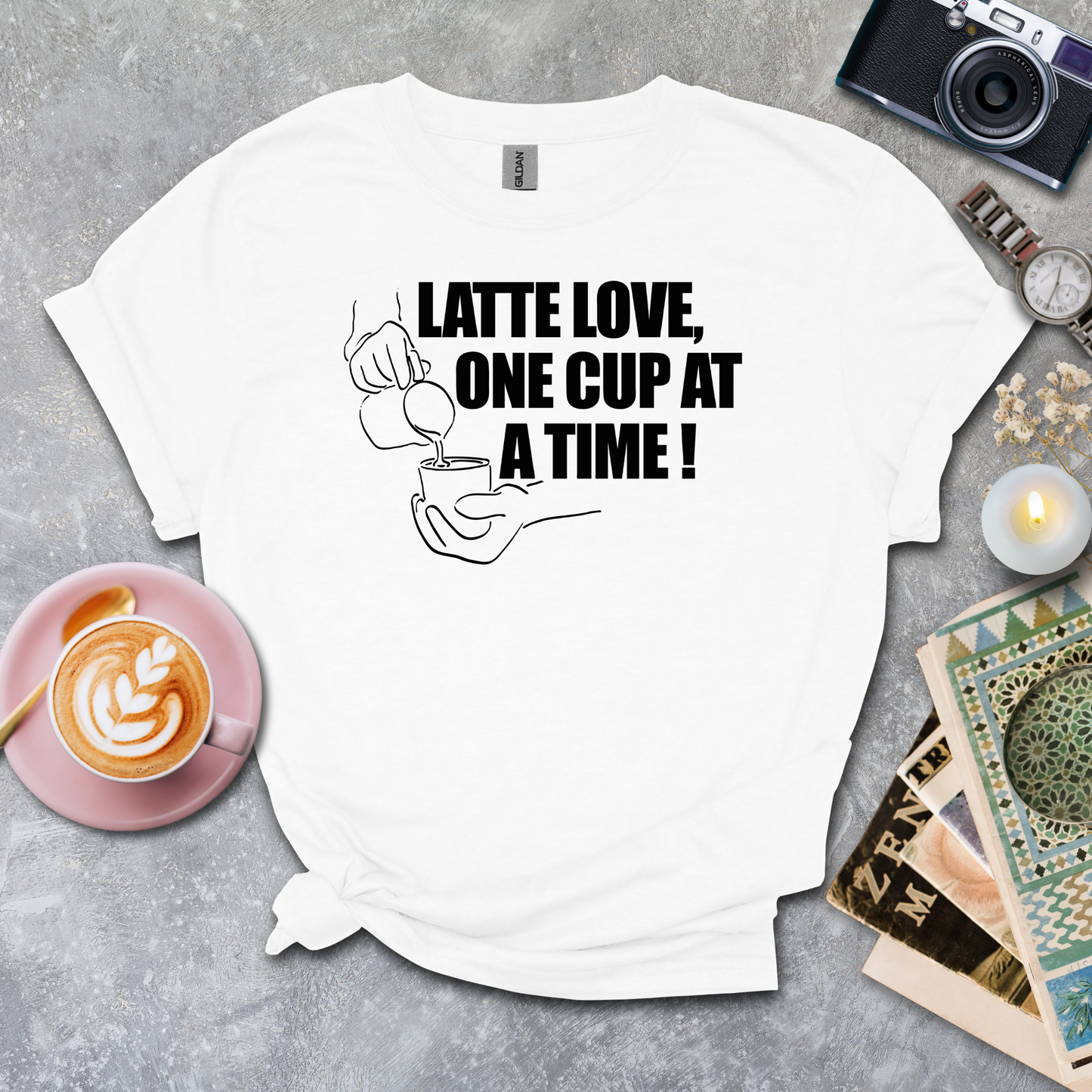 Latte love, one cup at a time T-shirt